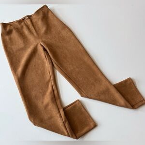 Marla Wynne Women’s 8 Faux Suede Dress Slacks Pants Straight Leg Stretch Tan